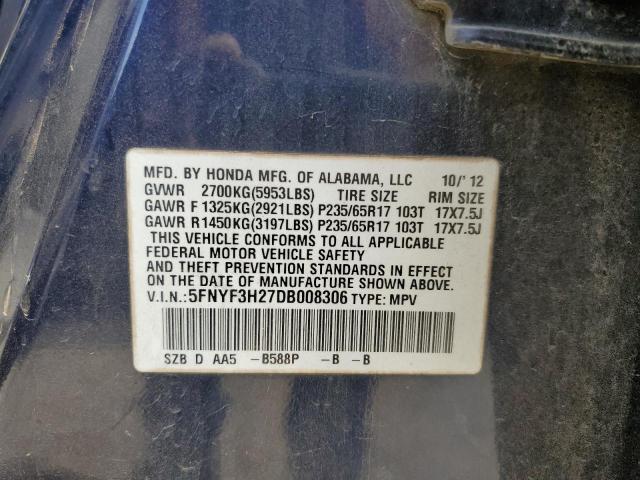 Zdjęcie 14 z aukcji – 2013 HONDA PILOT LX z VIN 5FNYF3H27DB008306