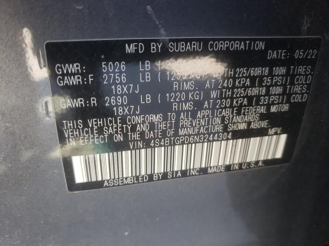 Photo 14 from auction – 2022 SUBARU OUTBACK TO with VIN 4S4BTGPD6N3244304