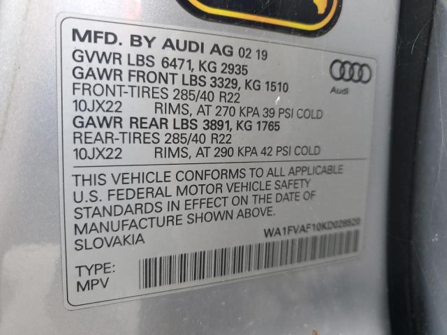 Photo 14 from auction – 2019 AUDI Q8 PRESTIG with VIN WA1FVAF10KD028520