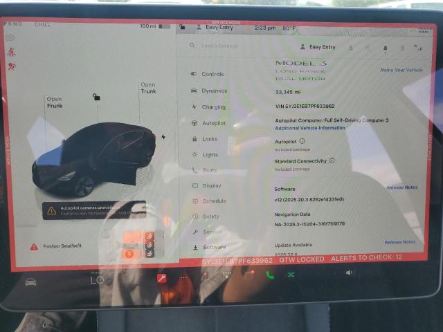 Photo 9 from auction – 2023 TESLA MODEL 3 with VIN 5YJ3E1EB7PF633962