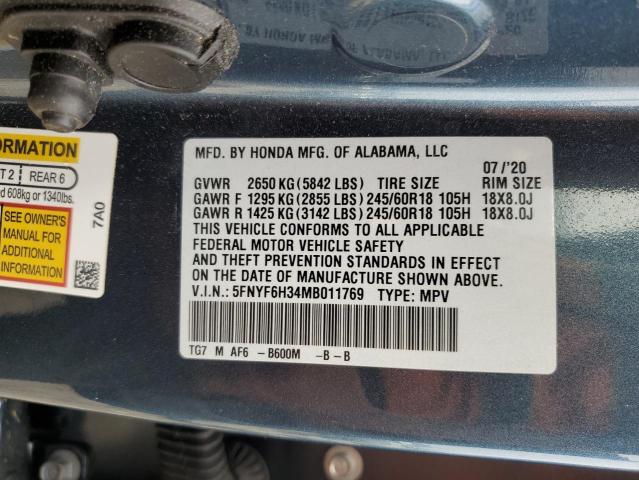 Photo 14 from auction – 2021 HONDA PILOT EX with VIN 5FNYF6H34MB011769