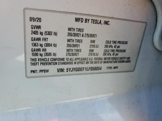 Photo 14 from auction – 2020 TESLA MODEL Y with VIN 5YJYGDEF1LF058854