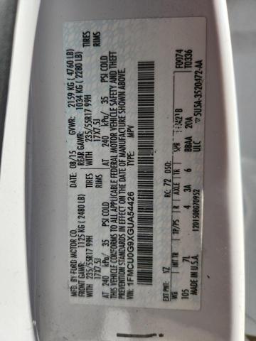 Photo 14 from auction – 2016 FORD ESCAPE SE with VIN 1FMCU0G9XGUA54426