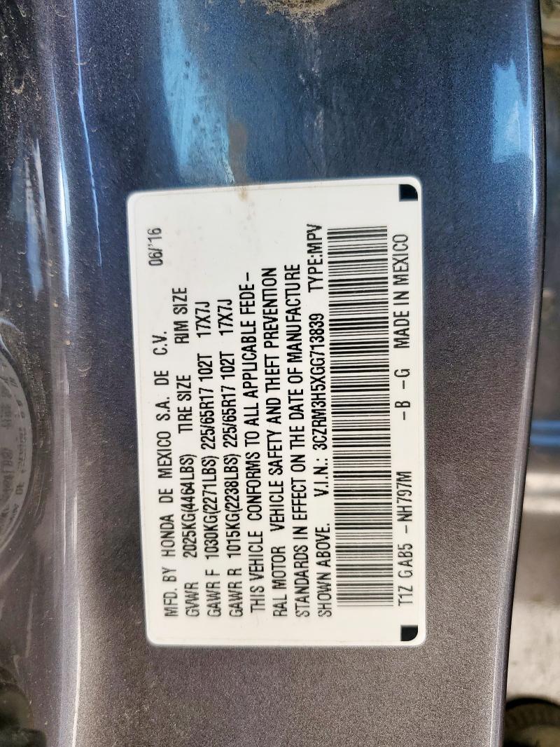 Photo 14 from auction – 2016 HONDA CR-V EX with VIN 3CZRM3H5XGG713839