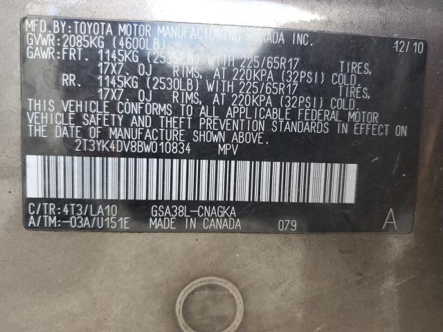 Photo 14 from auction – 2011 TOYOTA RAV4 LIMIT with VIN 2T3YK4DV8BW010834