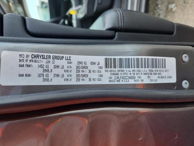Photo 14 from auction – 2012 JEEP GRAND CHER with VIN 1C4RJFAG3CC348350