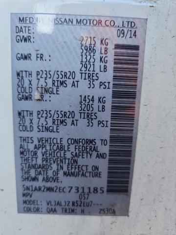 Photo 14 from auction – 2014 NISSAN PATHFINDER with VIN 5N1AR2MN2EC731185