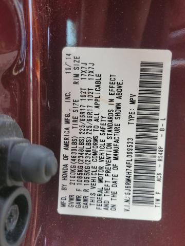 Photo 14 from auction – 2015 HONDA CR-V EXL with VIN 5J6RM4H74FL009533