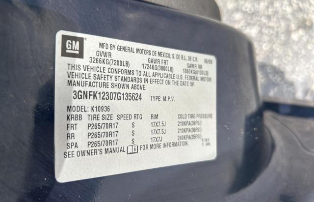 Photo 10 from auction – 2007 CHEVROLET AVALANCHE with VIN 3GNFK12307G135624