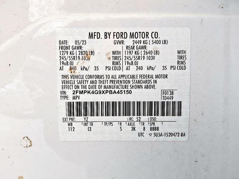 Photo 14 from auction – 2023 FORD EDGE SE with VIN 2FMPK4G9XPBA45150
