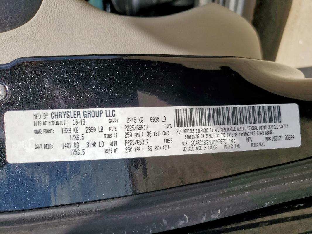 Photo 14 from auction – 2014 CHRYSLER TOWN & COU with VIN 2C4RC1BG7ER207075