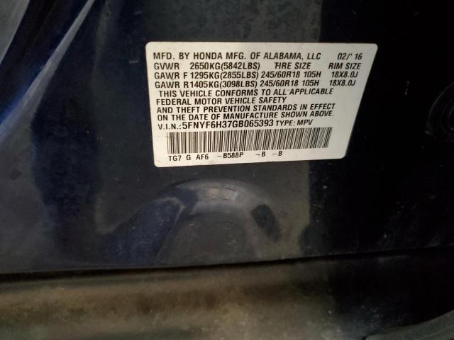 Zdjęcie 14 z aukcji – 2016 HONDA PILOT EX z VIN 5FNYF6H37GB065393