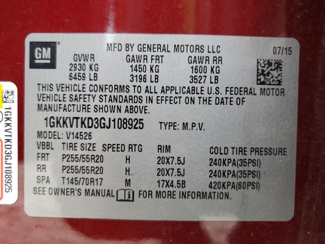 Photo 14 from auction – 2016 GMC ACADIA DEN with VIN 1GKKVTKD3GJ108925