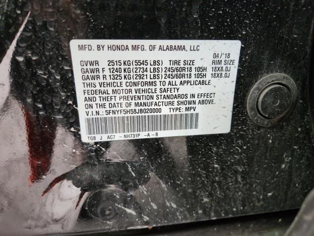 Photo 14 from auction – 2018 HONDA PILOT EXL with VIN 5FNYF5H58JB020000