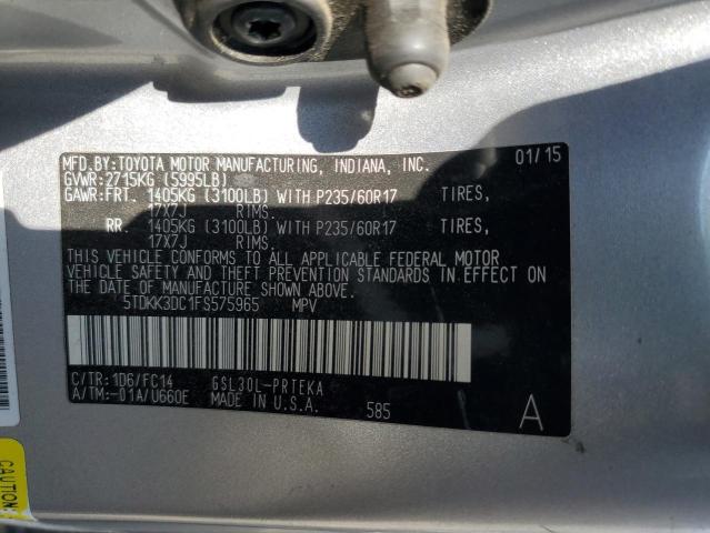 Photo 14 from auction – 2015 TOYOTA SIENNA LE with VIN 5TDKK3DC1FS575965
