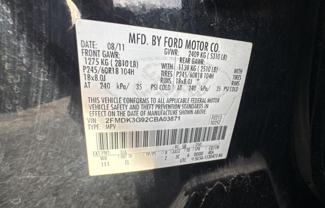 Photo 10 from auction – 2012 FORD EDGE SE with VIN 2FMDK3G92CBA03871