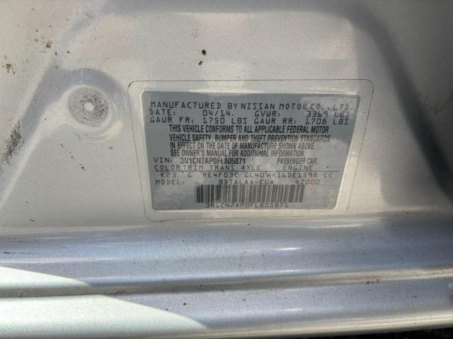 Photo 10 from auction – 2015 NISSAN VERSA S with VIN 3N1CN7AP0FL80587