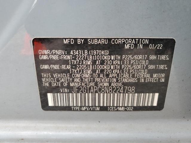Photo 14 from auction – 2022 SUBARU CROSSTREK with VIN JF2GTAPC8N8224798