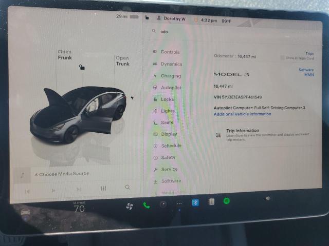 Photo 9 from auction – 2023 TESLA MODEL 3 with VIN 5YJ3E1EA5PF461549