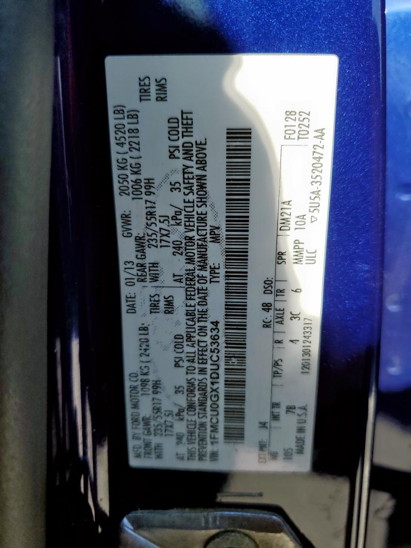 Photo 14 from auction – 2013 FORD ESCAPE SE with VIN 1FMCU0GX1DUC53634