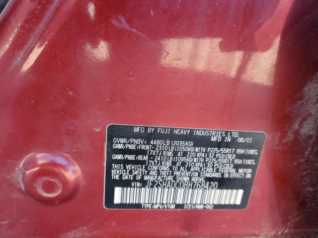 Photo 14 from auction – 2011 SUBARU FORESTER 2.5X PREMIUM with VIN JF2SHADC0BH768420