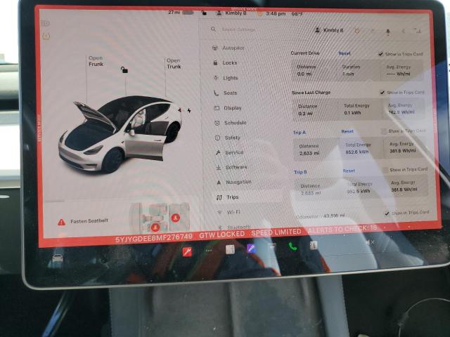 Photo 9 from auction – 2021 TESLA MODEL Y with VIN 5YJYGDEE8MF276749