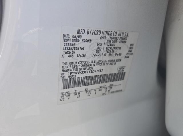 Photo 10 from auction – 2000 FORD F350 SUPER with VIN 1FTWW33F1YED97517