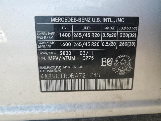 Photo 14 from auction – 2011 MERCEDES-BENZ ML 350 BLU with VIN 4JGBB2FB0BA721743