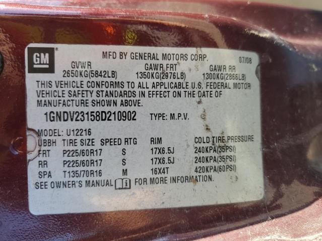 Photo 14 from auction – 2008 CHEVROLET UPLANDER LS with VIN 1GNDV23158D210902