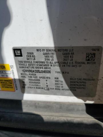 Photo 14 from auction – 2016 CHEVROLET TRAVERSE L with VIN 1GNKRGKD2GJ346036