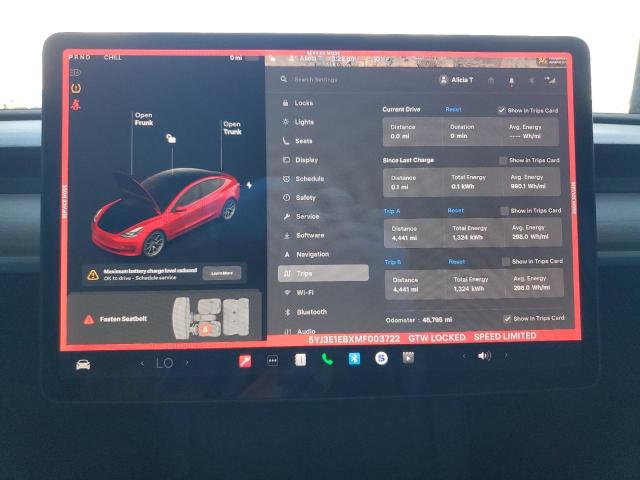 Photo 9 from auction – 2021 TESLA MODEL 3 with VIN 5YJ3E1EBXMF003722