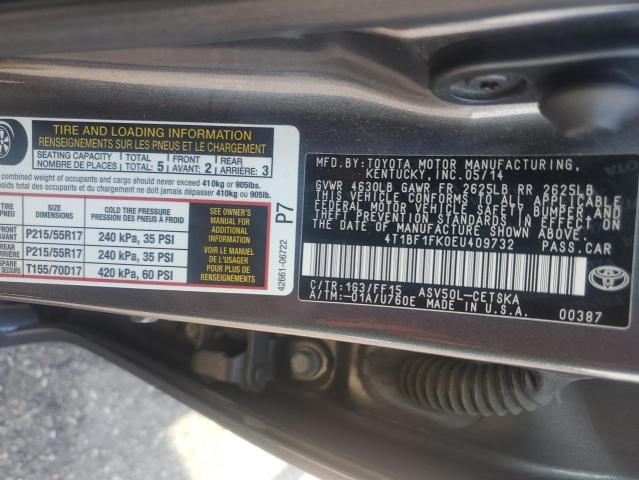 Photo 14 from auction – 2014 TOYOTA CAMRY L with VIN 4T1BF1FK0EU409732