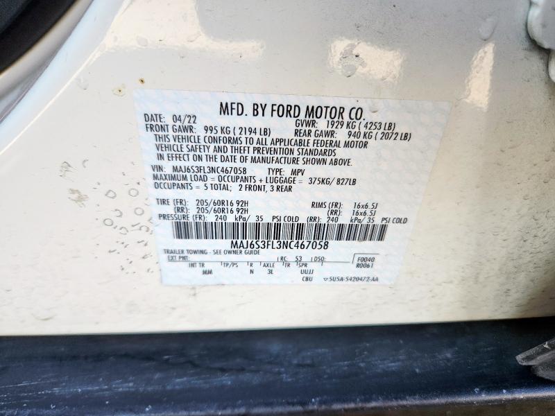 Photo 14 from auction – 2022 FORD ECOSPORT with VIN MAJ6S3FL3NC467058
