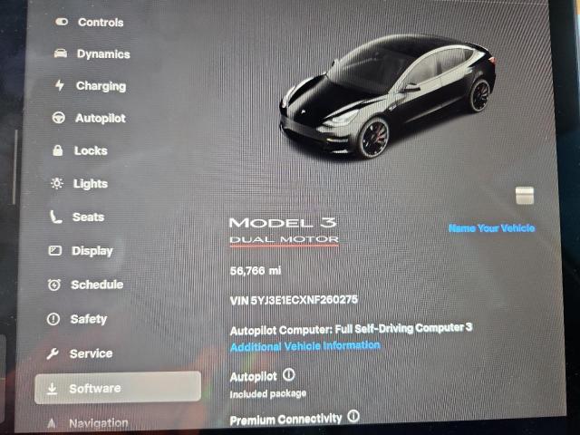 Photo 9 from auction – 2022 TESLA MODEL 3 with VIN 5YJ3E1ECXNF260275