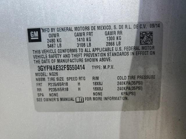 Photo 14 from auction – 2015 CADILLAC SRX with VIN 3GYFNAE32FS550414