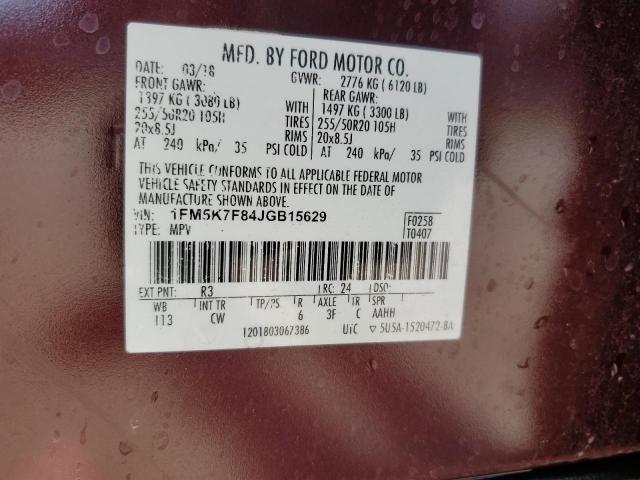 Photo 14 from auction – 2018 FORD EXPLORER L with VIN 1FM5K7F84JGB15629