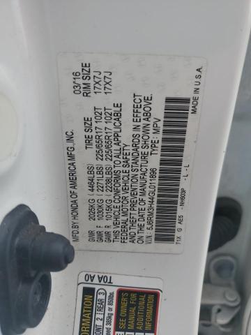 Photo 14 from auction – 2016 HONDA CR-V SE with VIN 5J6RM3H44GL011896