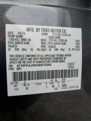 Photo 14 from auction – 2016 FORD EDGE SEL with VIN 2FMPK4J94GBB70282