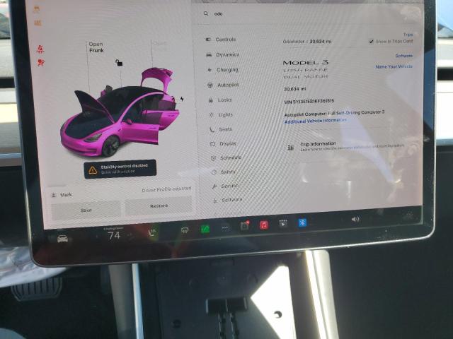Photo 9 from auction – 2019 TESLA MODEL 3 with VIN 5YJ3E1EB1KF361515