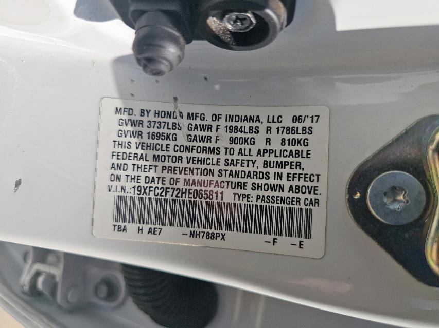 Photo 10 from auction – 2017 HONDA CIVIC EX with VIN 19XFC2F72HE065811