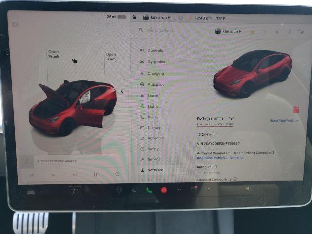 Photo 9 from auction – 2022 TESLA MODEL Y with VIN 7SAYGDEF3NF559587