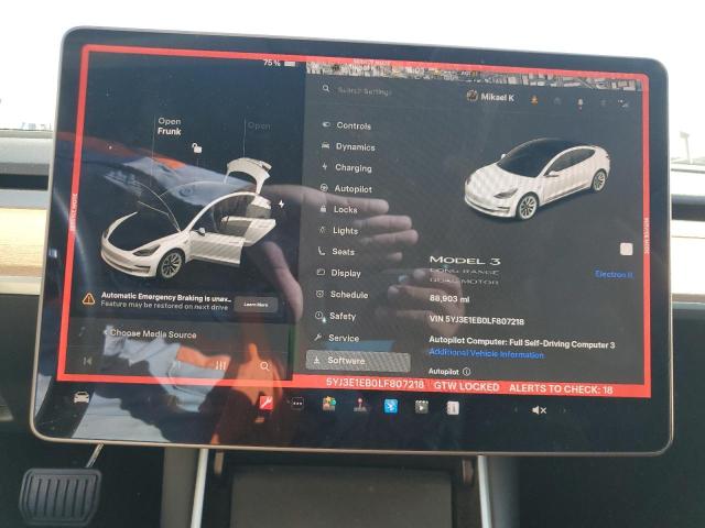 Photo 9 from auction – 2020 TESLA MODEL 3 with VIN 5YJ3E1EB0LF807218