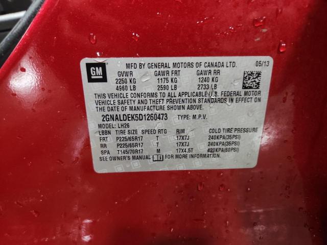 Photo 14 from auction – 2013 CHEVROLET EQUINOX LT with VIN 2GNALDEK5D1260473