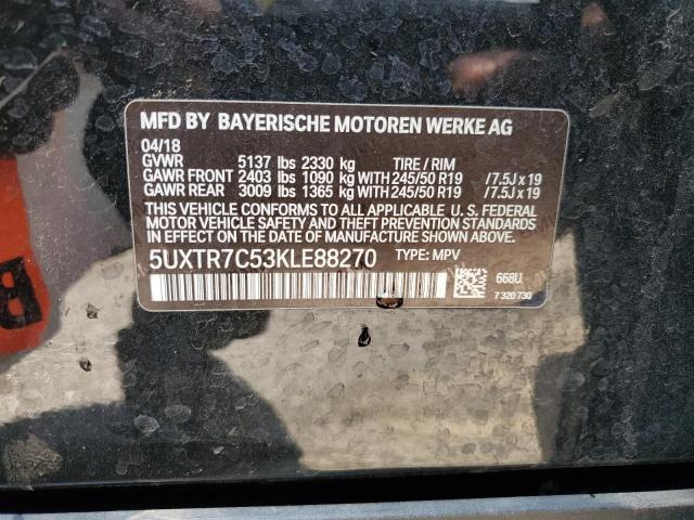 Photo 14 from auction – 2019 BMW X3 SDRIVE3 with VIN 5UXTR7C53KLE88270