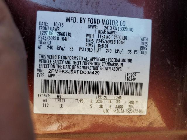Photo 14 from auction – 2015 FORD EDGE SEL with VIN 2FMTK3J9XFBC05429