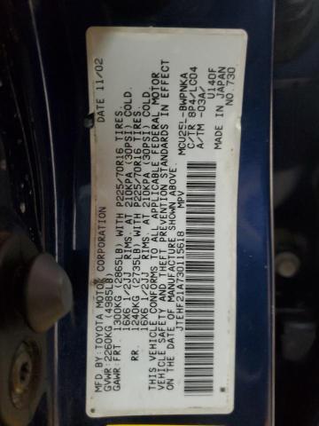Photo 14 from auction – 2003 TOYOTA HIGHLANDER with VIN JTEHF21A730115618
