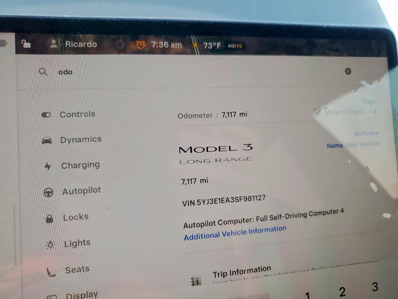 Photo 9 from auction – 2025 TESLA MODEL 3 with VIN 5YJ3E1EA3SF981127