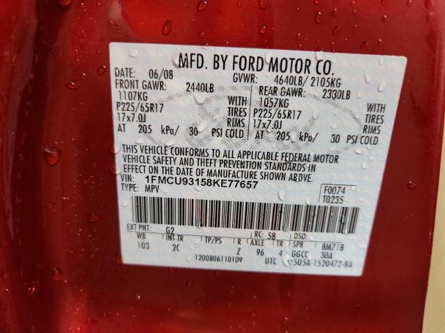 Photo 14 from auction – 2008 FORD ESCAPE XLT with VIN 1FMCU93158KE77657