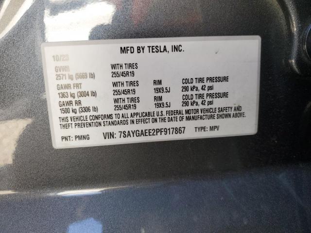 Photo 14 from auction – 2023 TESLA MODEL Y with VIN 7SAYGAEE2PF917867