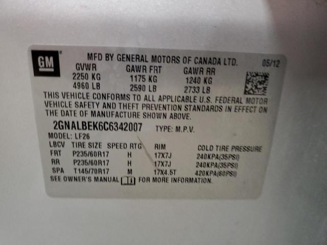Photo 14 from auction – 2012 CHEVROLET EQUINOX LS with VIN 2GNALBEK6C6342007